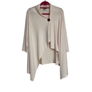 Bobeau Sweater Womens Small Cream One‎ Button Fleece Knit Wrap Cardigan Shawl